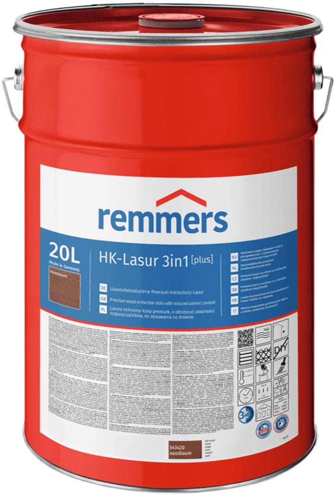 Remmers - HK 3in1 glazuur [plus] 20 l, walnoot