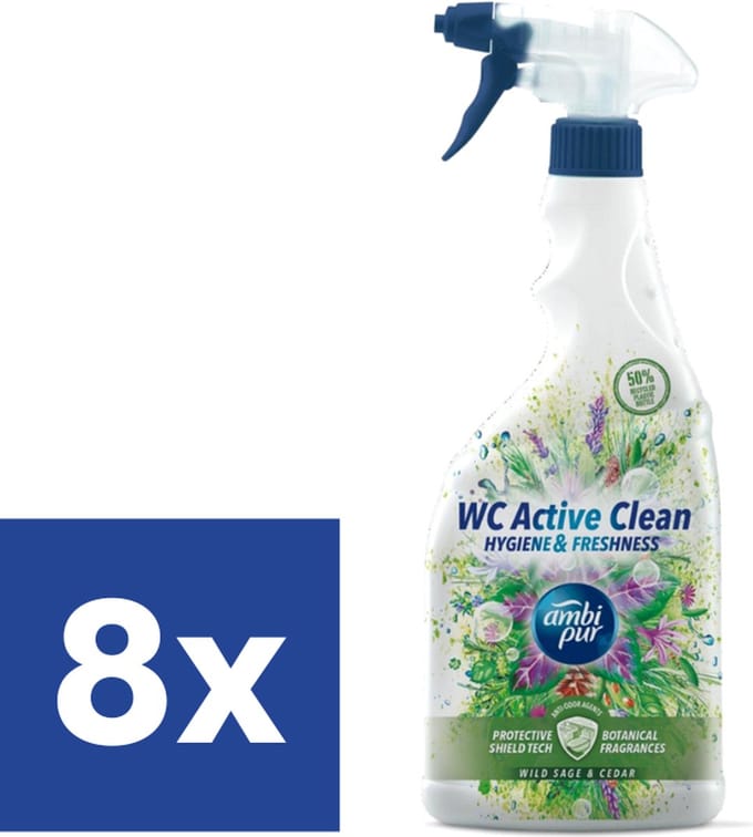 Ambi Pur WC Spray Wild Sage & Cedar - 8 x 750 ml