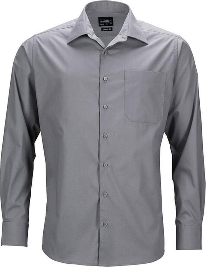 Daiber Heren Longsleeve Zakelijk Shirt (Staalgrijs)