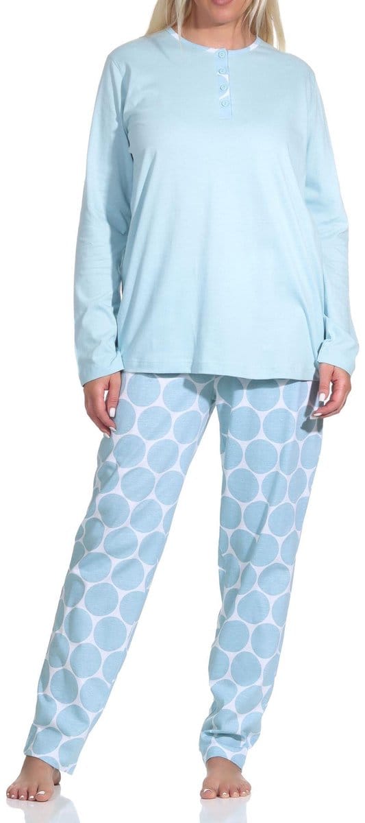 Elegante dames pyjama lange mouw met pyjamabroek in stippen / dots look