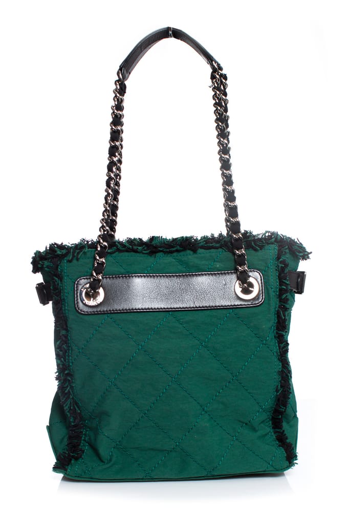 Chanel Groene gewatteerde canvas tas