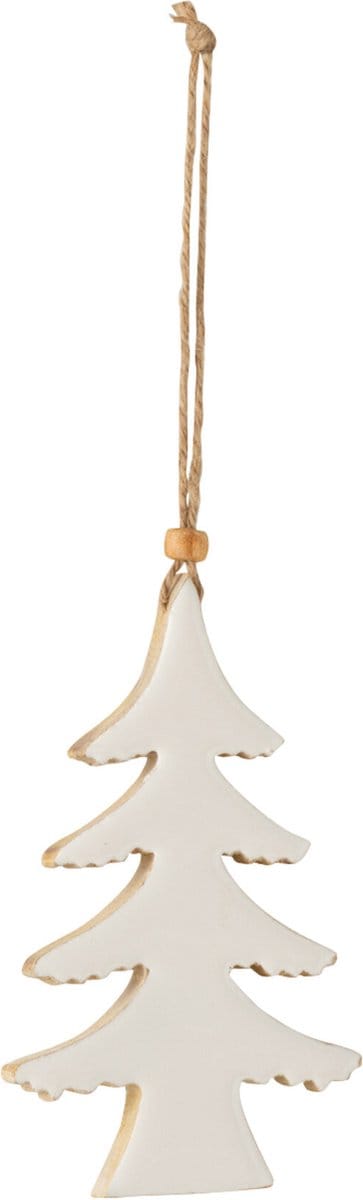J-Line hanger Kerstboom - hout - wit - large - 4 stuks