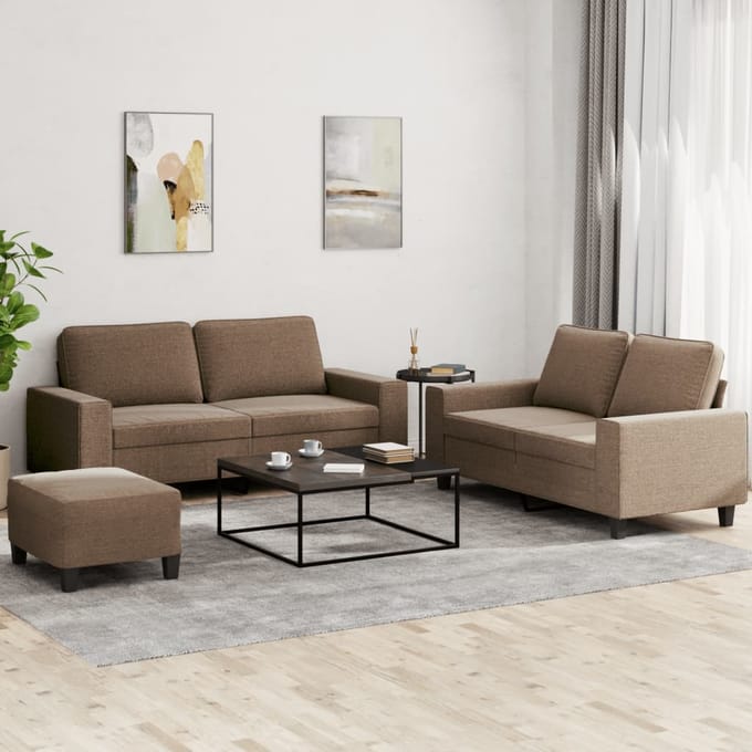vidaXL - 3-delige - Loungeset - stof - bruin