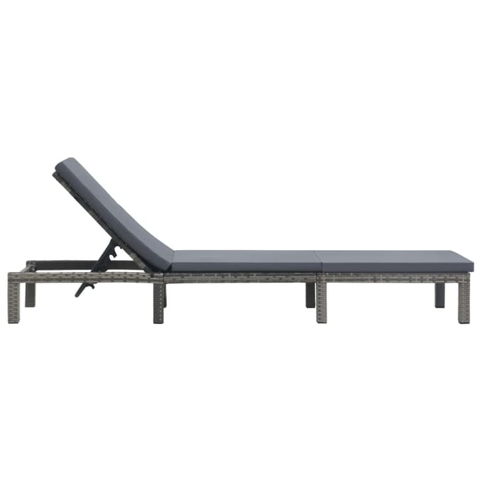 vidaXL - Ligbed - met - kussen - poly - rattan - antraciet