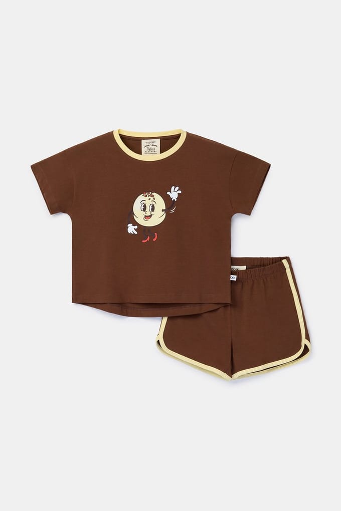 Woody x Julius Persoone Dames Pyjama, bruin - maat L