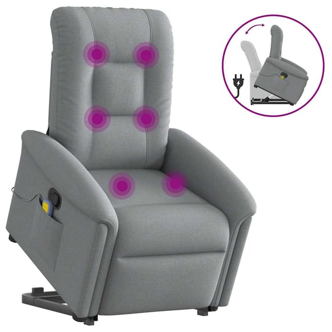 vidaXL - Sta-op-massagestoel - verstelbaar - stof - lichtgrijs