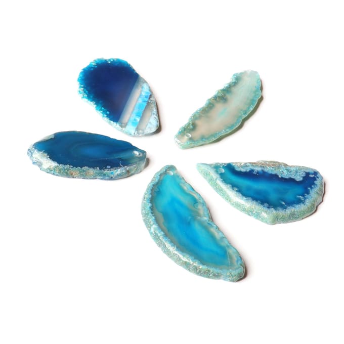 Agaatschijven Onregelmatige Agaat Licht Tafel Schijven voor Doe-het-zelf Sieraden Maken Woondecoratie Blauw 1,2‑2 inch blue