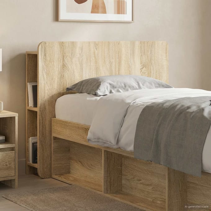 vidaXL - Hoofdeinde - Kast - met - opslag - Sonoma - Eiken - Bewerkt - hout