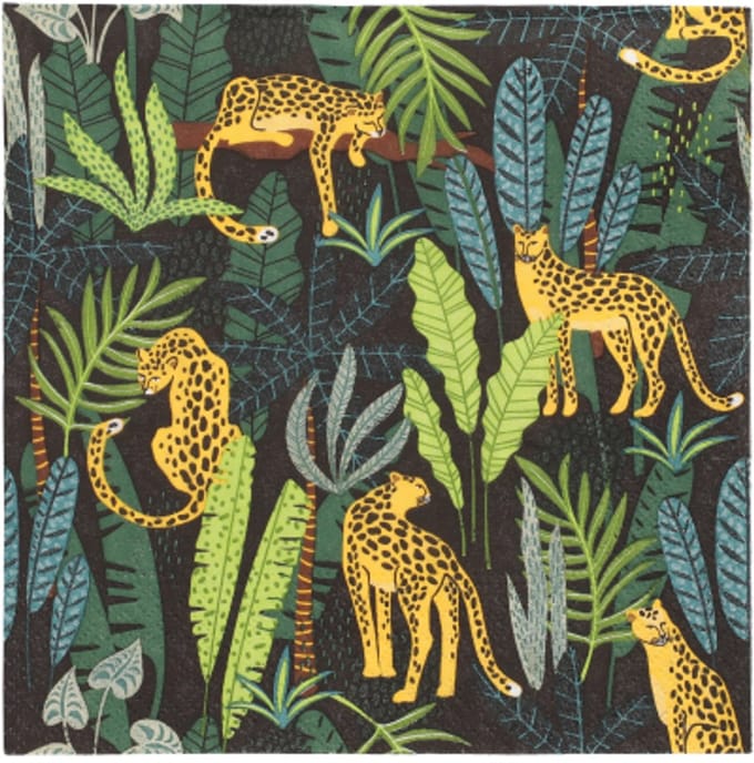 10x 20 Servetten 3-laags 1/4 vouw 33 cm x 33 cm Leopard