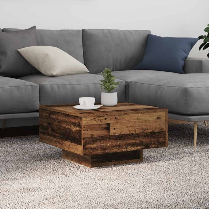 vidaXL - Oud - hout - 55 - x - 55 - x - 31 - cm - Bewerkt - hout