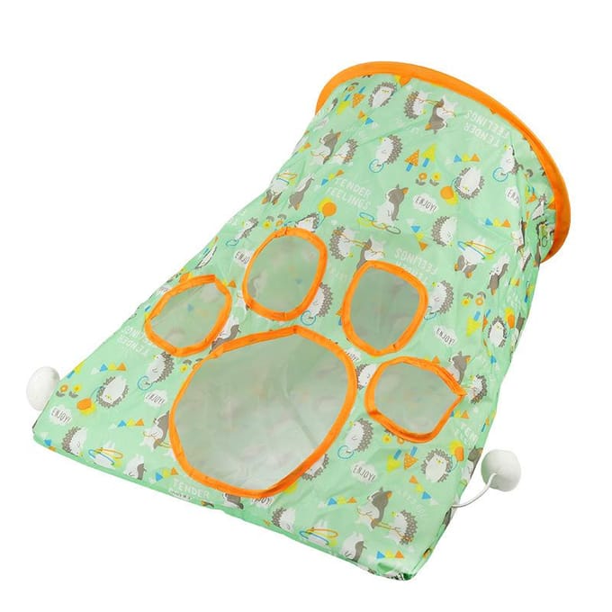 Tunnel pour chat et Cubes combinés pour chats d'intérieur avec balle de jeu pliable et interactif vert