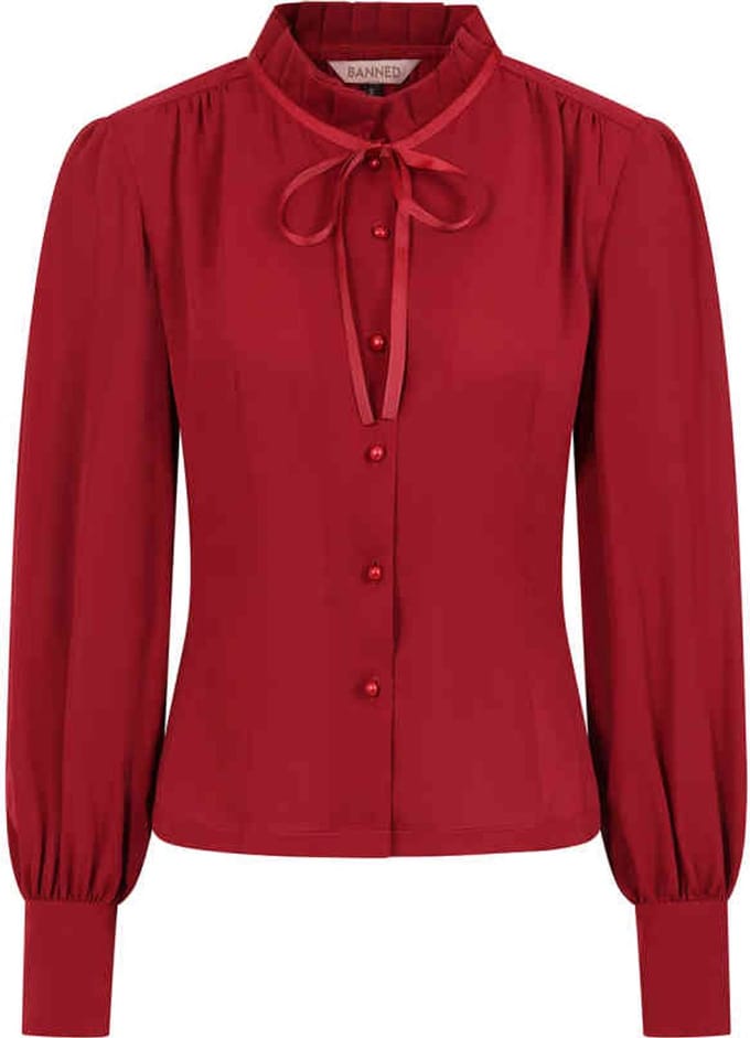 Banned - Helly Blouse - M - Bordeaux rood