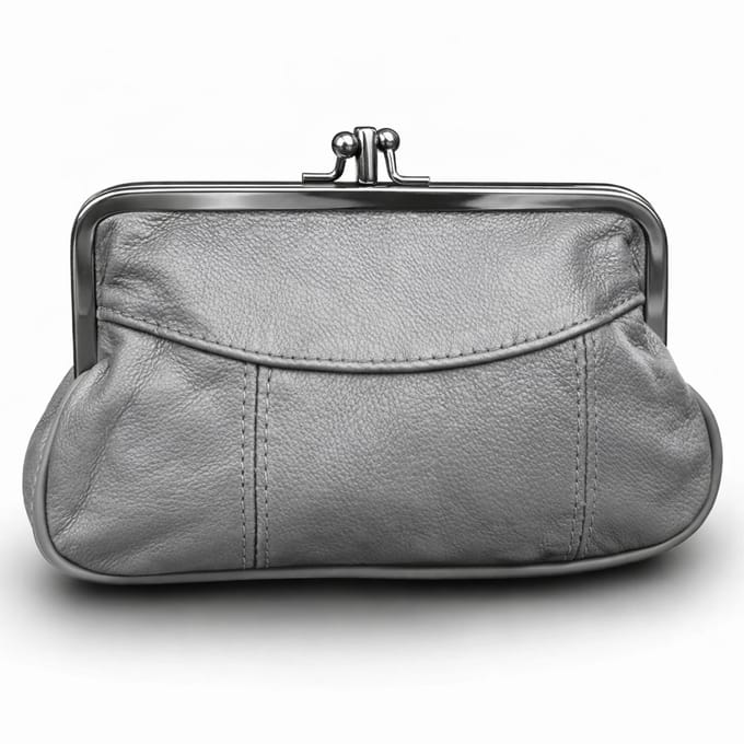 THL Design - Dames Knip Beurs - Portemonnee Dames - Echt Leer Grijs