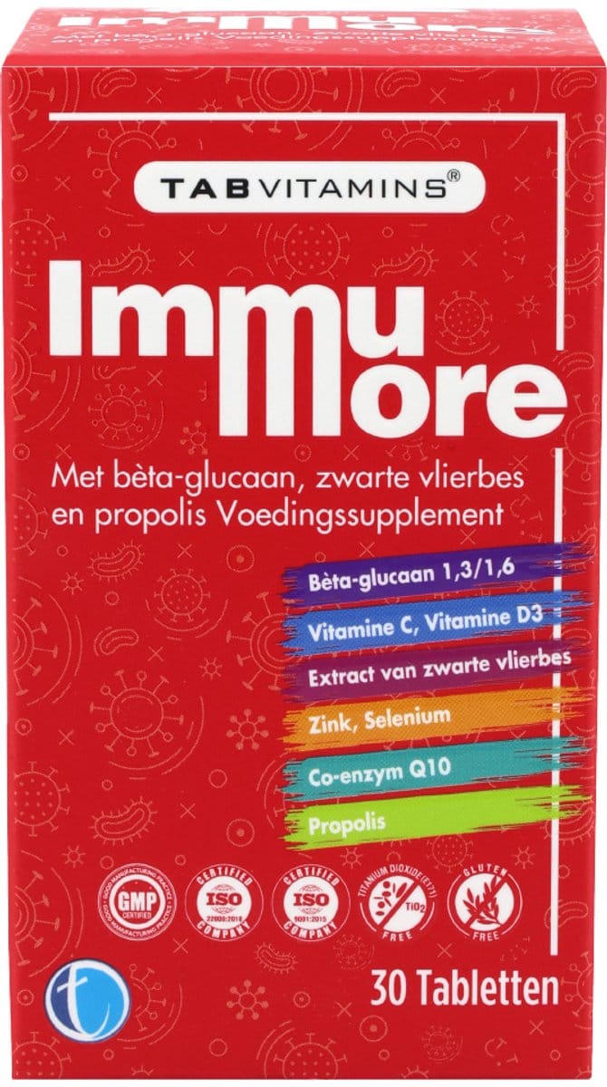 TAB Vitamins Immumore – Bètaglucaan, Vitamine C, Zink, Propolis & Multi-Vitaminen - 30 Tabletten