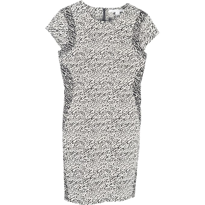 Diane von Furstenberg Snake Wave Sheath Mini Dress in White Cotton