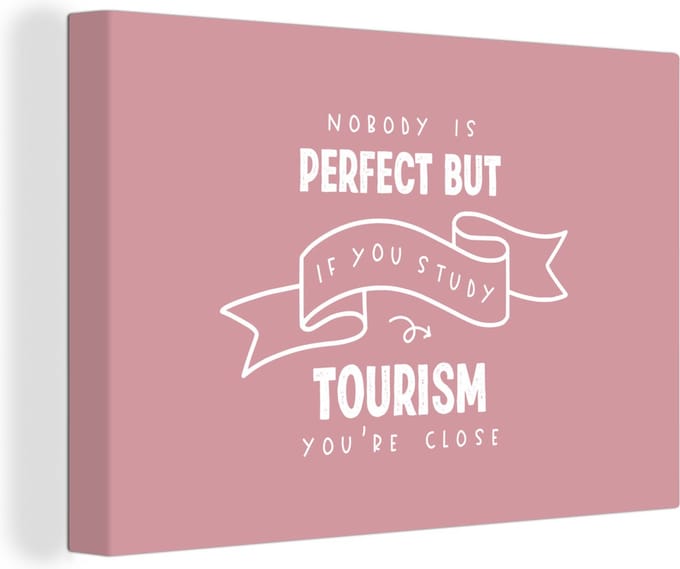 Canvas Schilderij Quote - Tourism - Studeren - 30x20 cm - Wanddecoratie