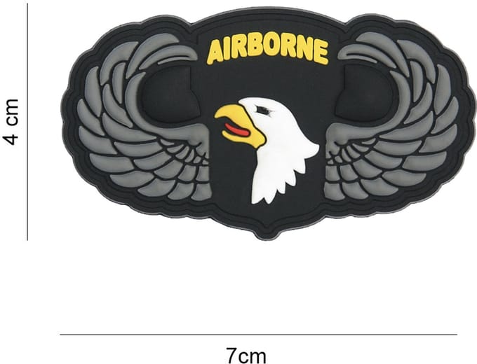Embleem 3D PVC 101st Airborne zilveren wings