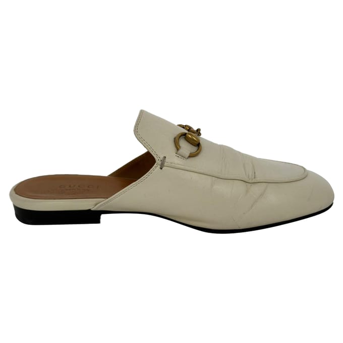 Gucci Horsebit Accent Mules in Witte Lederen