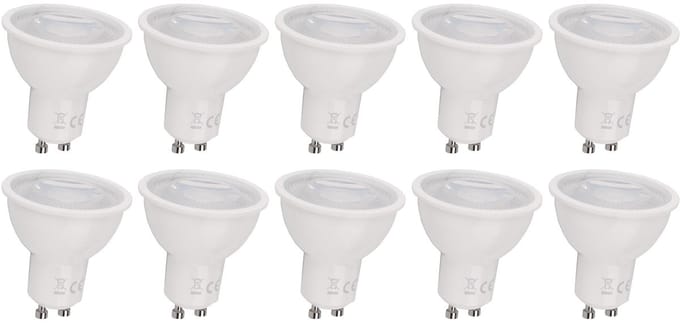 GU10 spot dimbaar 10 stuks warmwit | PAR16 bajonetsluiting | LED 7W~650Lm=50W halogeenverlichting | 3000K Triac - 230V
