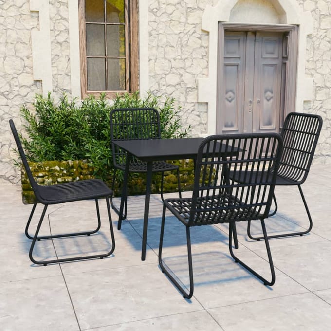 vidaXL - 5-delige - Tuinset - poly - rattan - en - glas