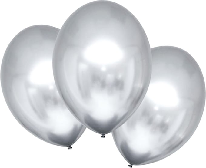 RIETHMULLER - 6 Satijnzilveren latex ballonnen 28 cm