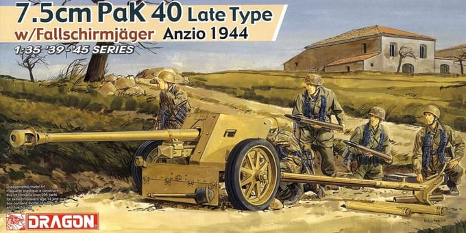 Dragon Modelbouwpakket Militaire voertuigen - 6250 7.5cm PaK 40 Late Type - w/Fallschirmjaeger Anzio 1944 Plastic - 1:35 - Modelbouw