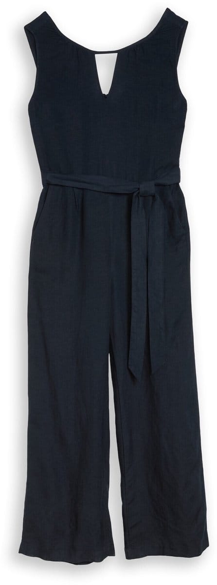 Tom Tailor - Jumpsuit met linnen - Maat 38 - sky captain blue