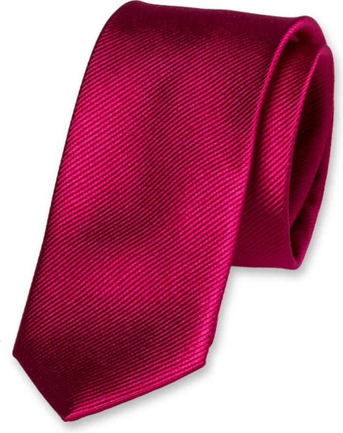 E.L. Cravatte Smalle Stropdas - Fuchsia - 100% Zijde