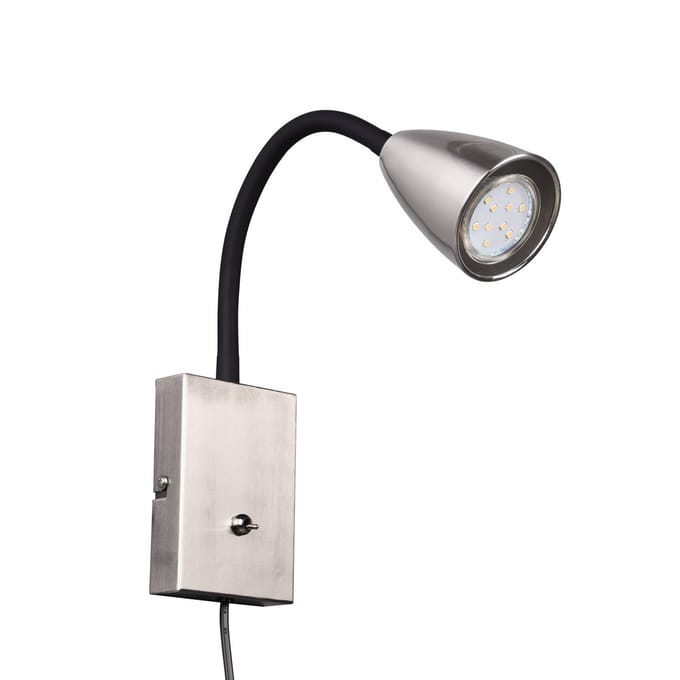Trio Lighting Wandlamp Wanda met stekker, mat nikkel