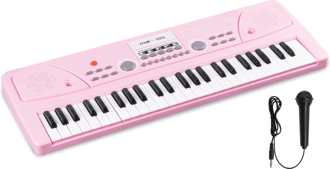 Speelgoed piano kinderen - MAX KD49P kinder piano met 49 toetsen - Ingebouwde ritmes en microfoon - Roze