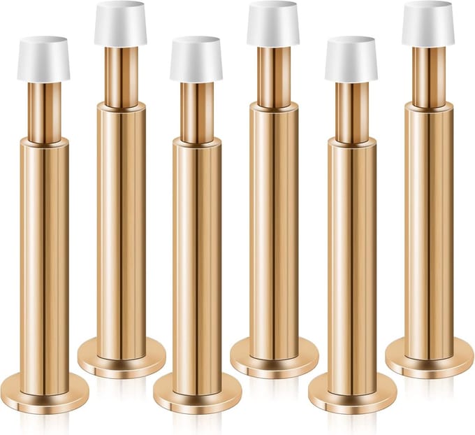 Moderne deurstopper met rubberen bumper - Veerbelaste wandmontage - Zwart 4 stuks