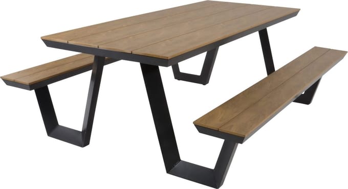 Les - Arezzo picknickset rechthoek polywood teaklook