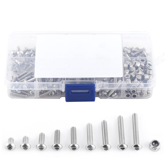 280 stuks M3 Roestvrij Staal SS304 Zeskant Socket Knopkop Schroeven en Borgmoeren Assortimentsset