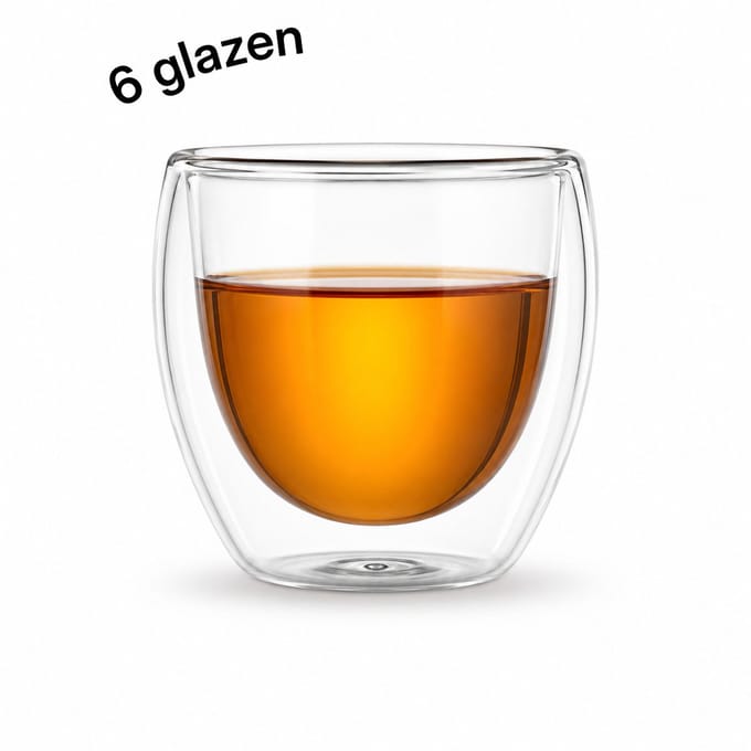 Proefer Dubbelwandige Glazen 80 ml - Set van 6 - Koffie- en Theeglazen