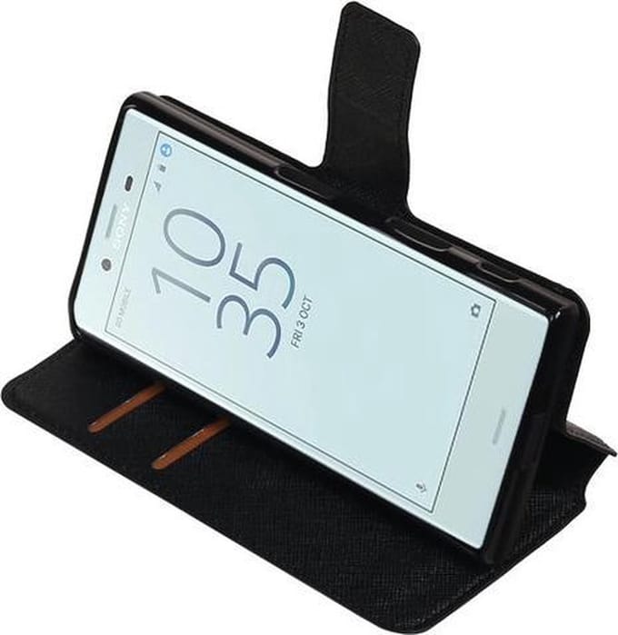 BestCases.nl Zwart Sony Xperia X Compact TPU wallet case booktype hoesje HM Book