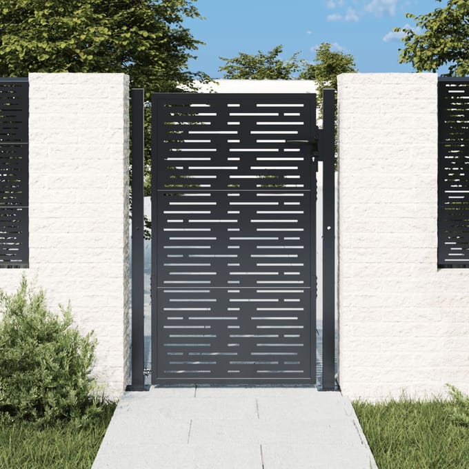 vidaXL - Poort - 100x125 - cm - met - vierkant - staal - antracietkleurig