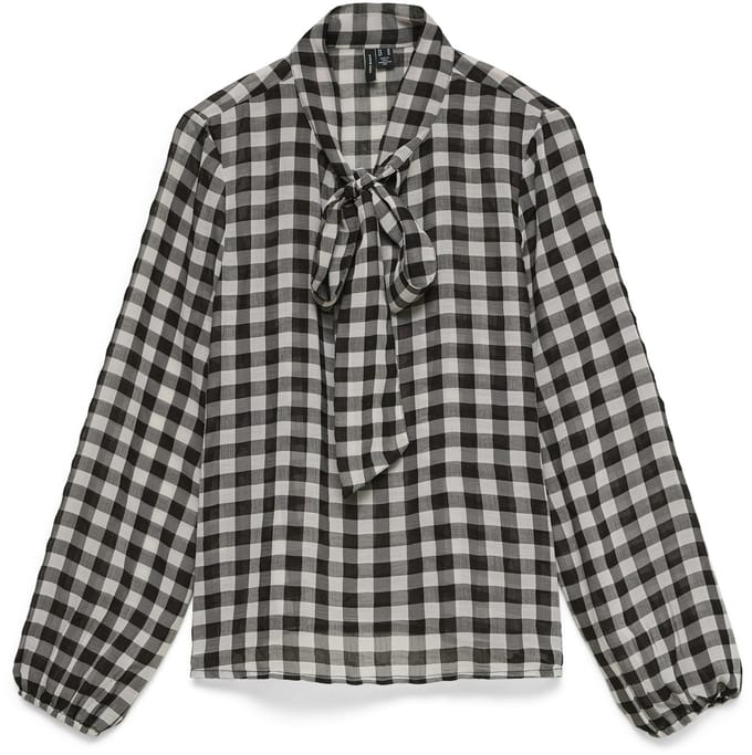 VERO MODA - VMSIA LS HIGH NECK TIE TOP WVN - Dames - Blouses