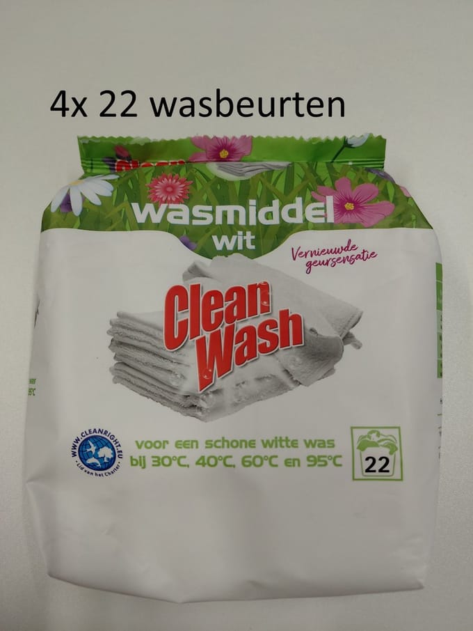 Senzora Clean Wash - wasmiddel waspoeder - white wit witte - 4x 22 wasbeurten