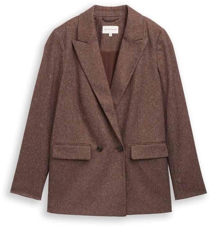Tom Tailor - Losvallende blazer - Maat 34 - dark pecan brown structure