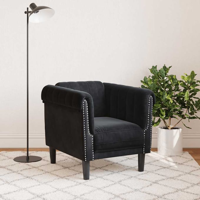 vidaXL - Fauteuil - fluweel - zwart