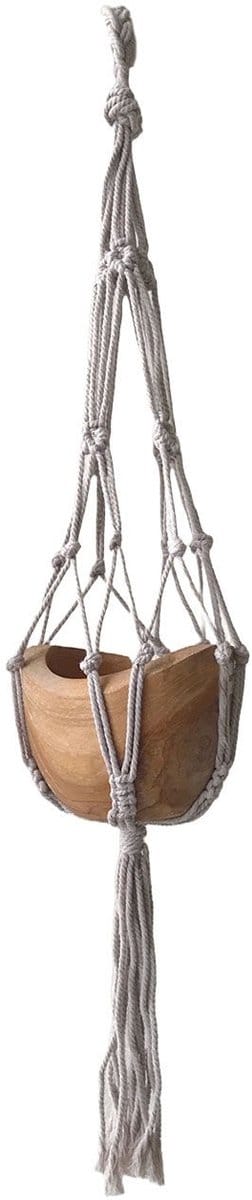 Macrame Small Drop Pot Holder - Beige - 75cm