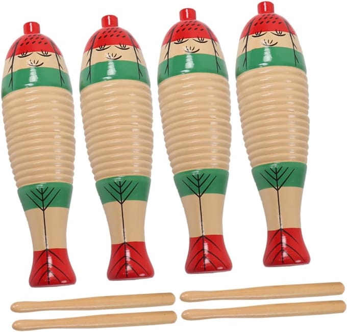 Percussie Speelgoed - Muziek Instrument - Muzikale Creativiteit - 4 Sets Hout - 21 x 65 cm