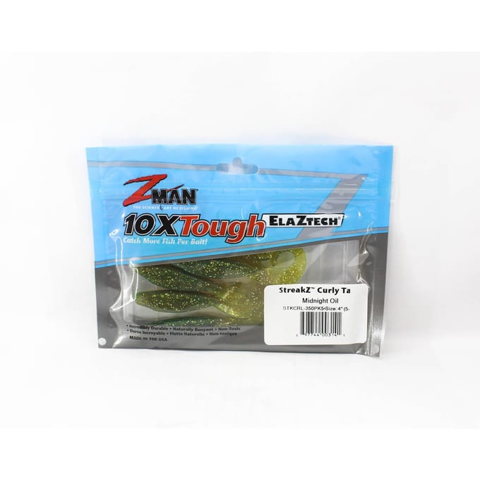 Zman Soft Lure StreakZ Curly 4 Inch 5/Pack Middernachtolie (3141) blue