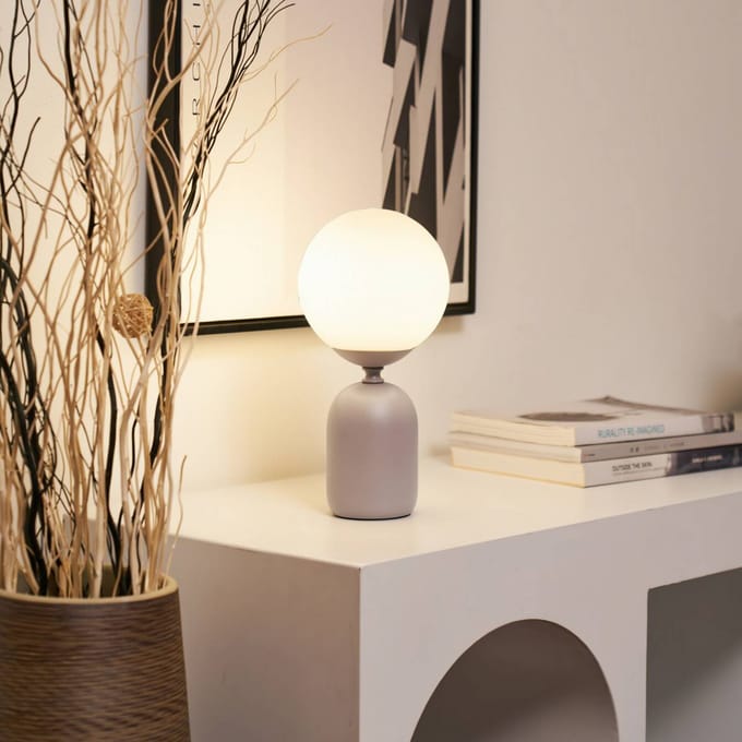 Pauleen LED Tafellamp Glowing Charm - E14 - Max. 20W - Woonkamer, Slaapkamer & Eetkamer - Warmgrijs/Wit