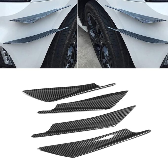4 stuks Auto Universeel Voorblad Bumperlip Splitter Deflector Spoilerpaneel Vervanging black