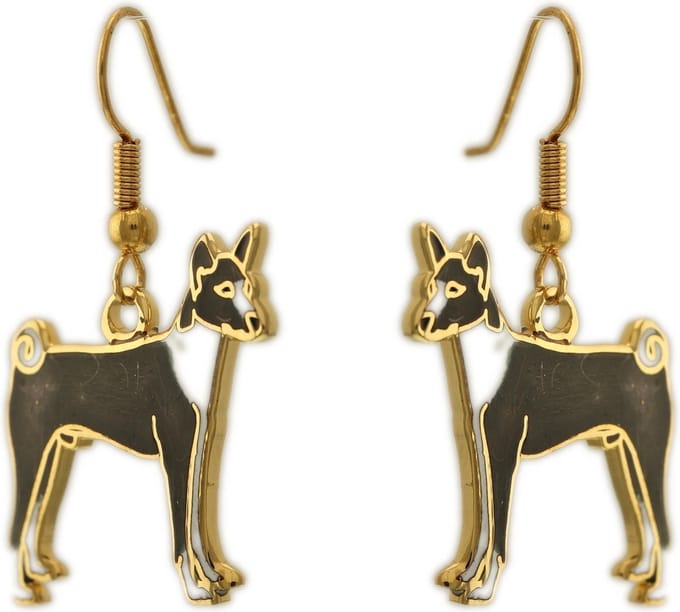Behave - Oorhangers dames - hondenmotief - zwart en wit - 3,5 cm