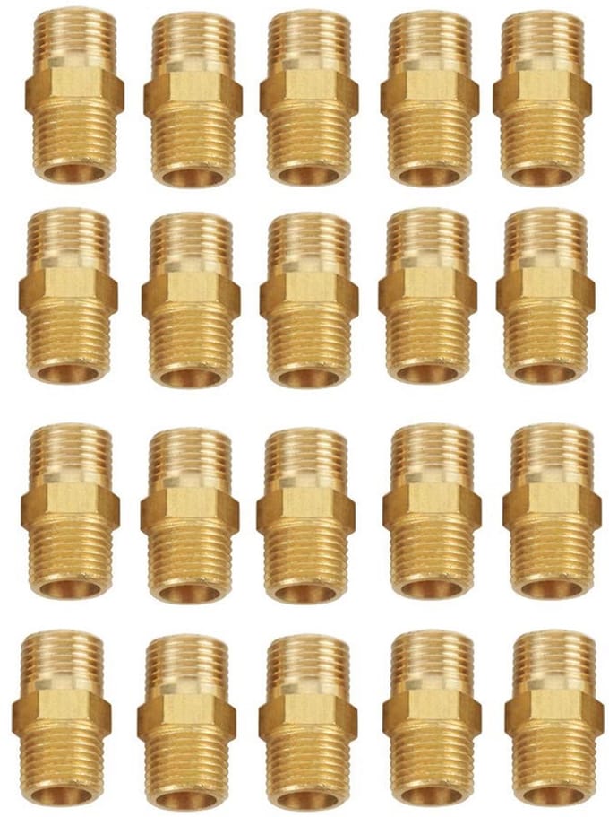 Allecto - Messing Hex Nippel - Set van 20 Stuks - Snelle