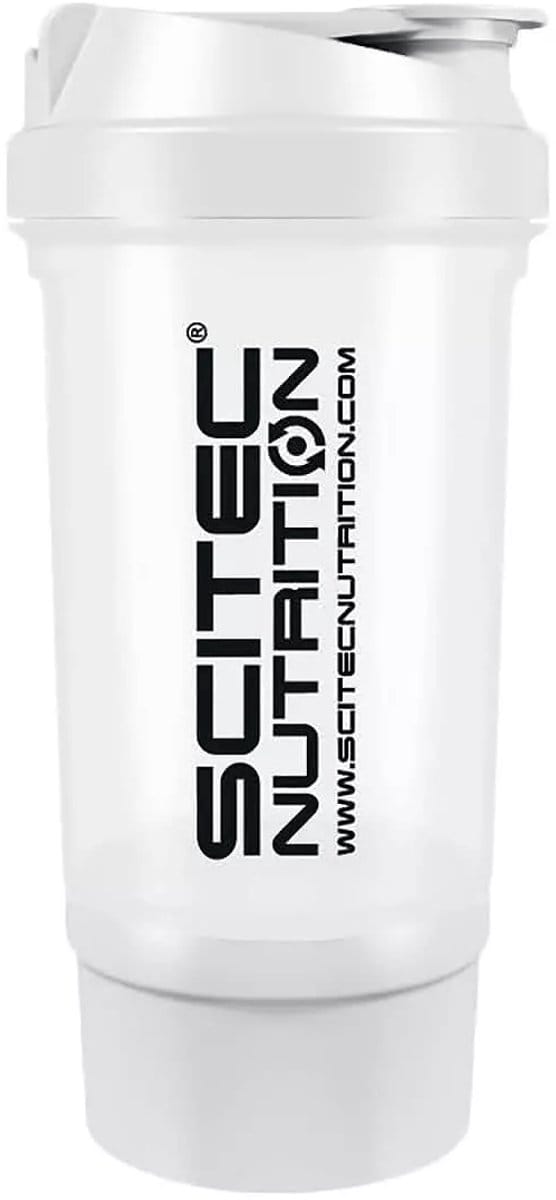 Scitec Nutrition® - Traveler Shaker (White) - Wit - Shakebeker met ingebouwd opbergcompartiment - anti-lek - shakebekers