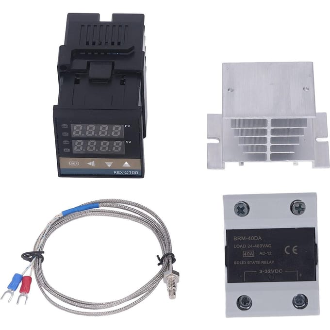 Digitale PID Thermostaat Snelle Nauwkeurige Kachel Temperatuurregelaar met SSR K Thermokoppel Wit gray