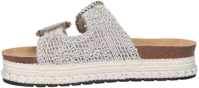 La Strada Platform Slipper Zilver Raffia - Damesschoenen - Maat - 40